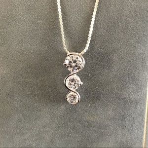 Sterling Silver CZ Necklace with Matching Earrings